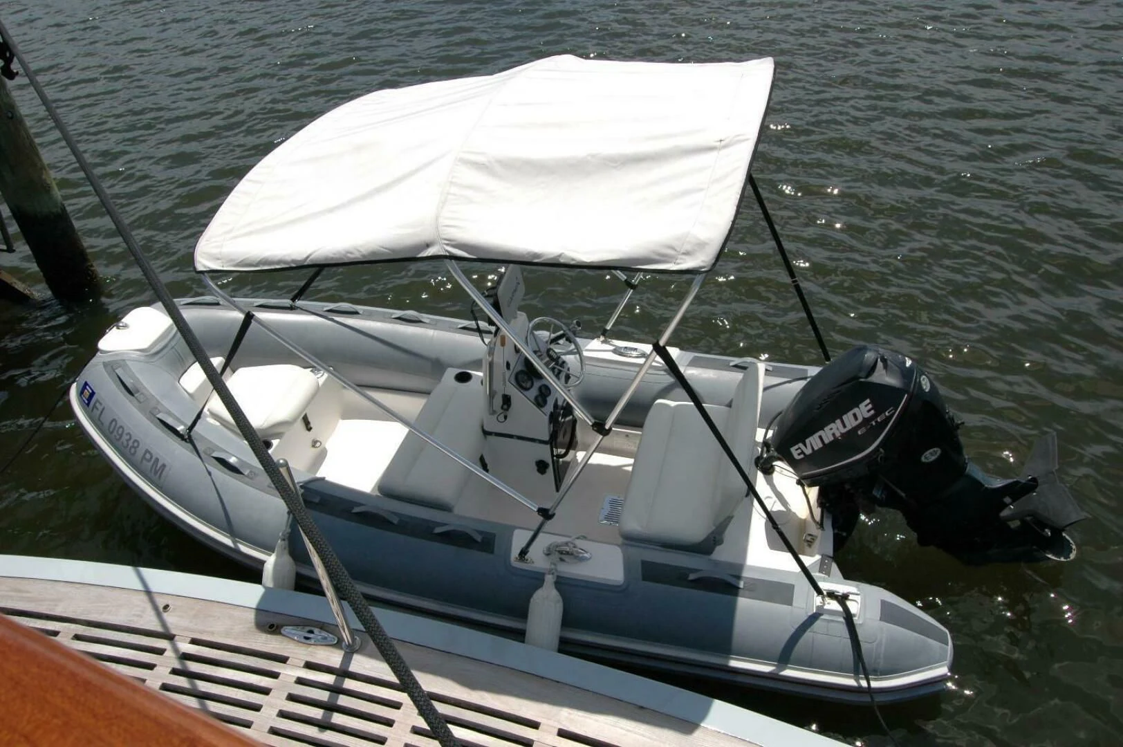 a boat with a motor attached to it aboard SEA BOLD Yacht for Sale