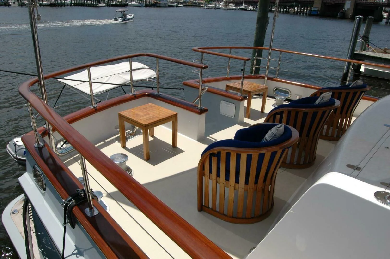 a boat with a seat on the deck aboard SEA BOLD Yacht for Sale