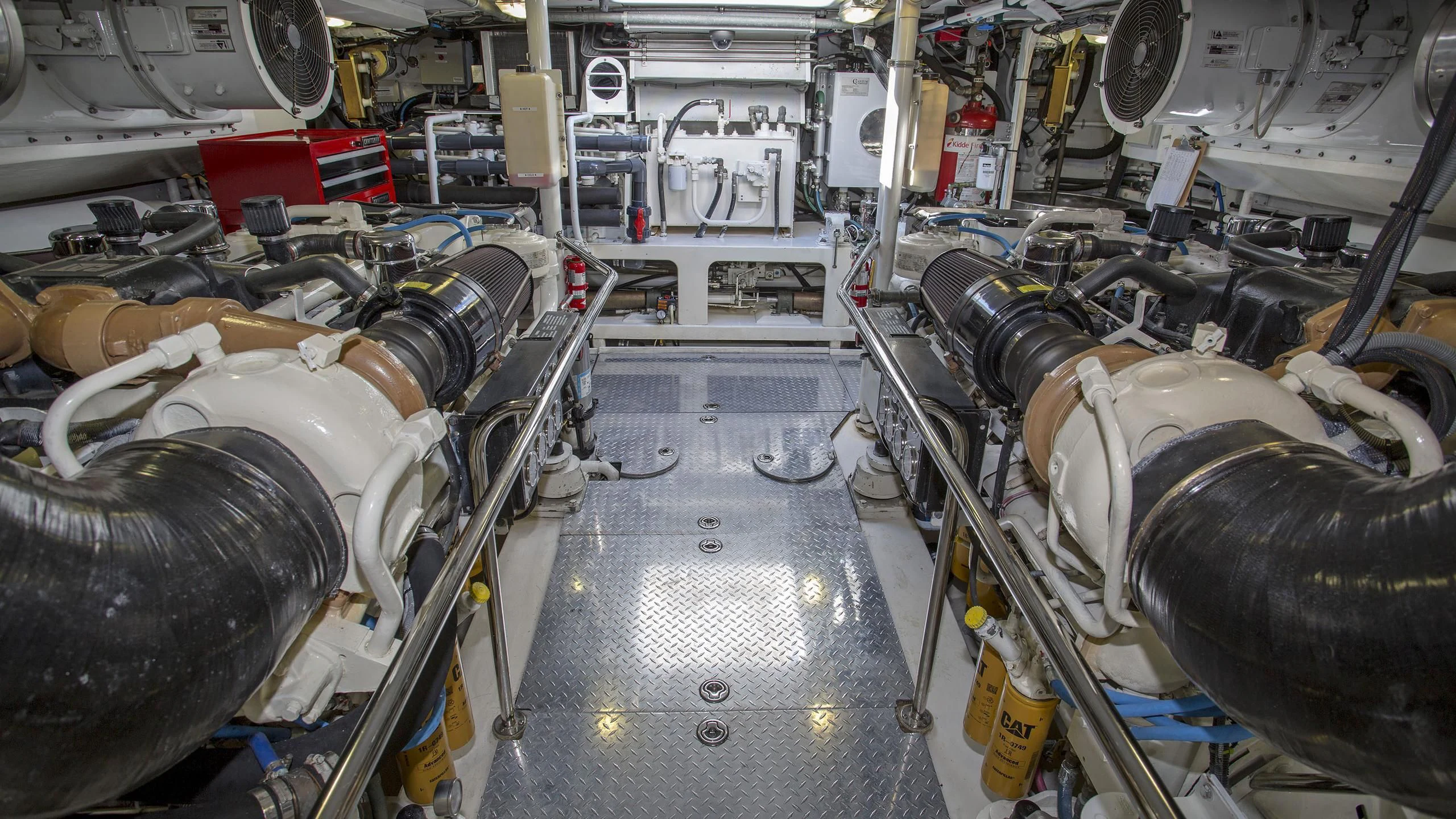 a machine with a large metal pipe aboard SEA BOLD Yacht for Sale