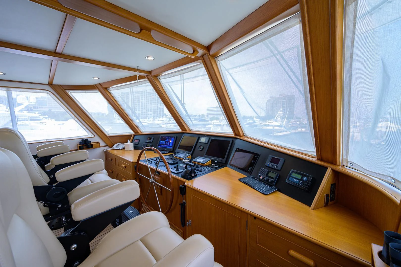inside of a vehicle with many computers aboard SEA BOLD Yacht for Sale