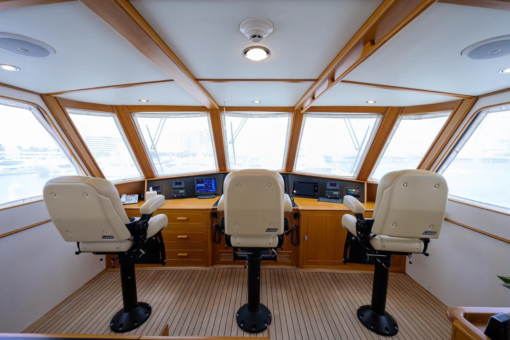 a room with chairs and a table aboard SEA BOLD Yacht for Sale