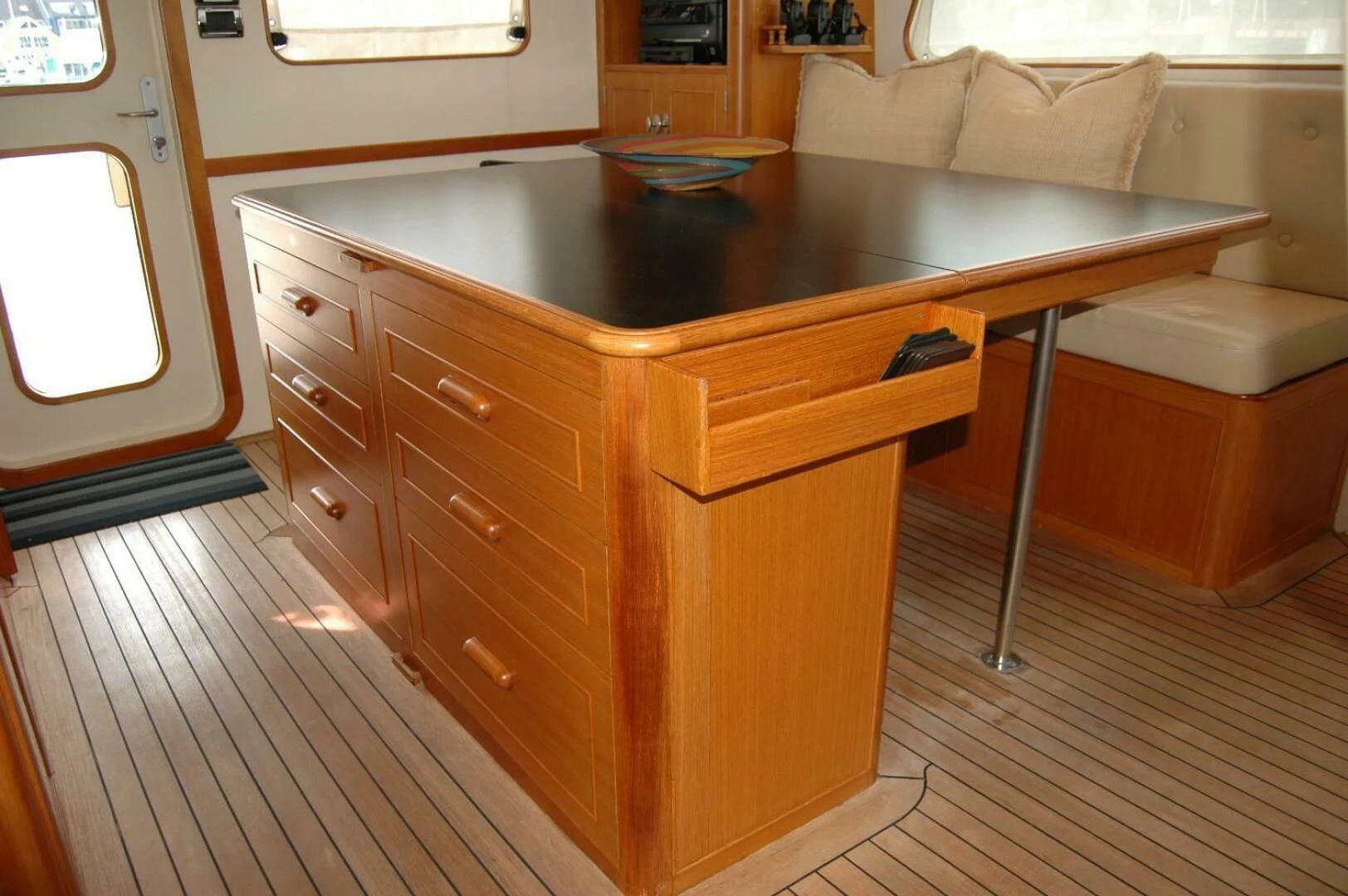 a kitchen with a counter and a couch aboard SEA BOLD Yacht for Sale