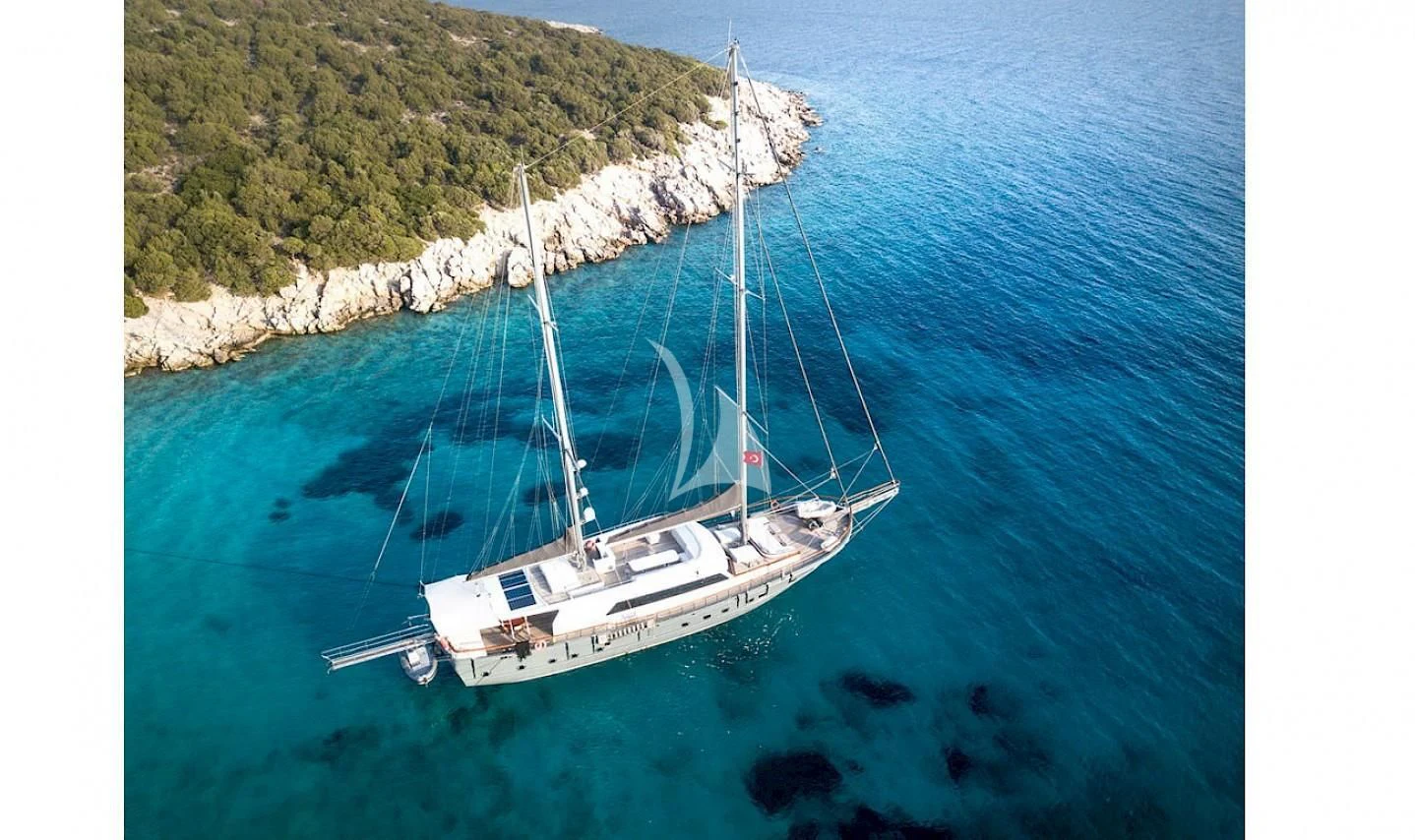 a boat in the water aboard VIRTUOSO Yacht for Sale