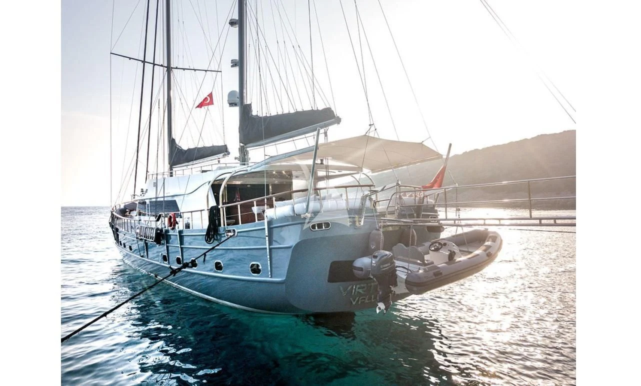 a boat on the water aboard VIRTUOSO Yacht for Sale