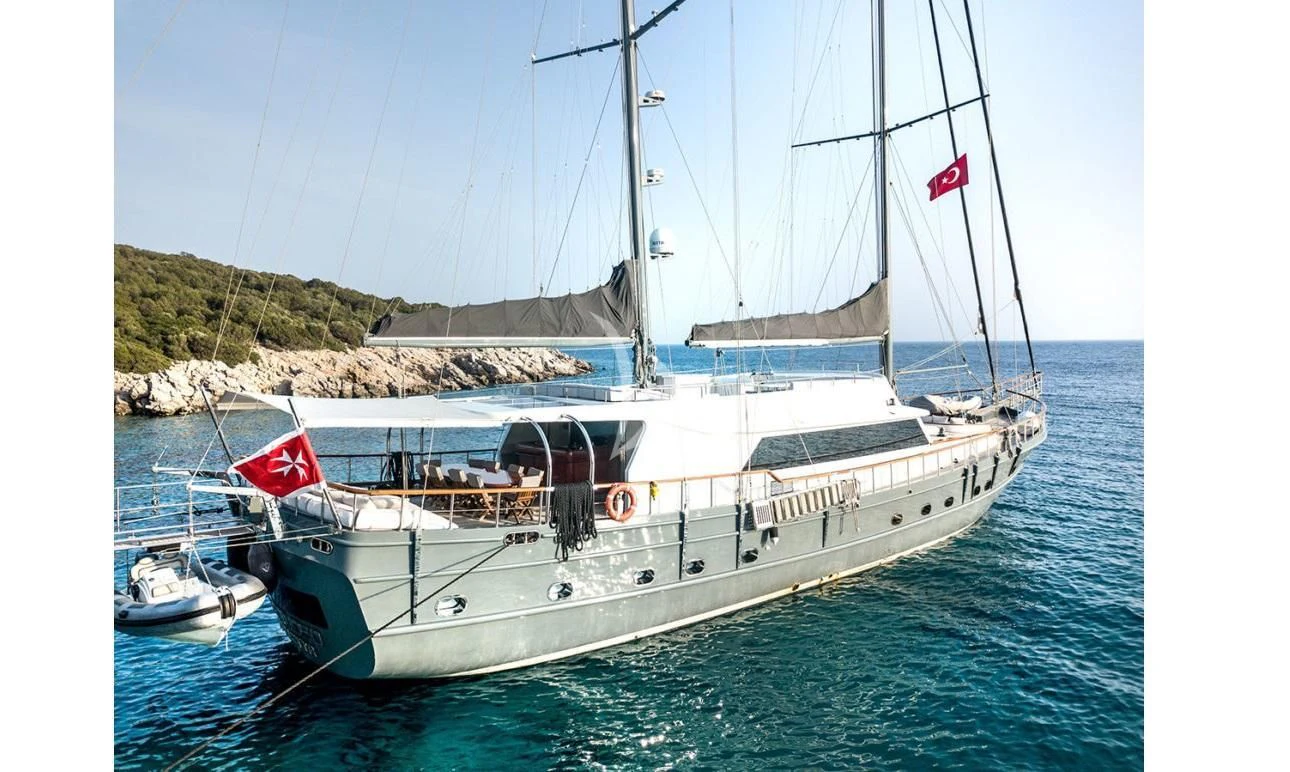 a boat in the water aboard VIRTUOSO Yacht for Sale