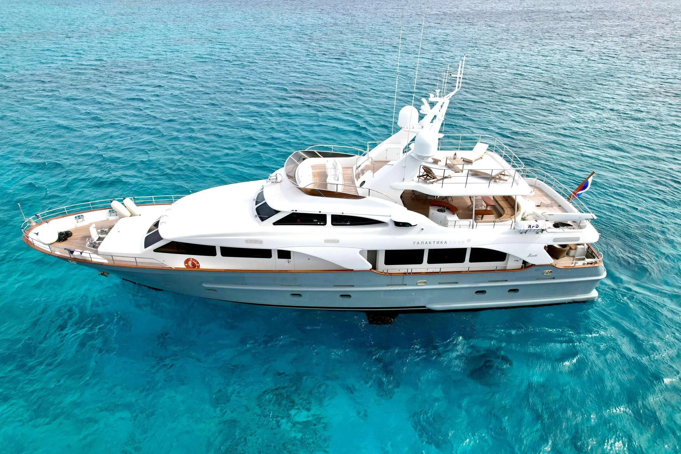 a boat in the water aboard GALAKTIKA SKAY Yacht for Sale