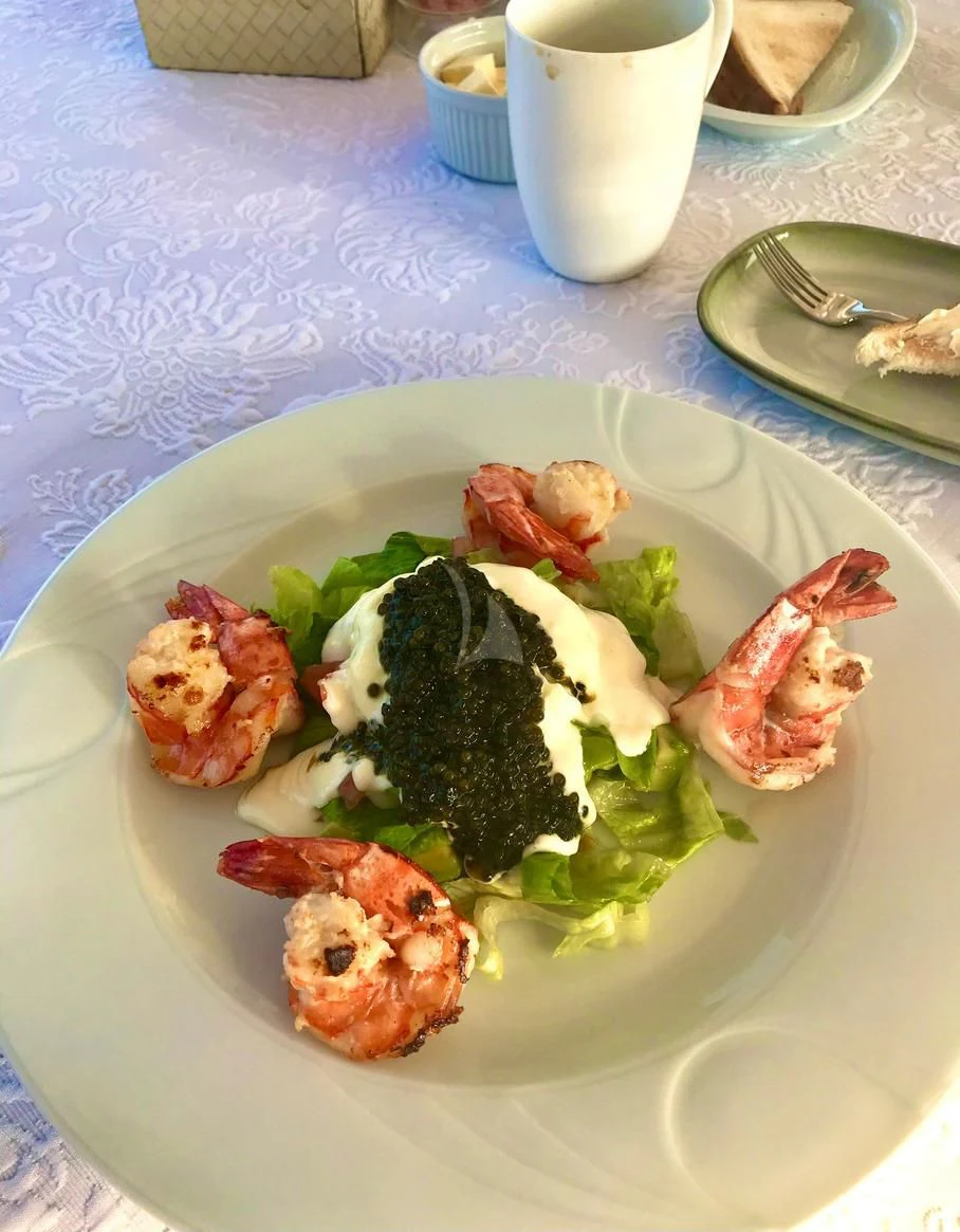 a plate of food aboard GALAKTIKA SKAY Yacht for Sale