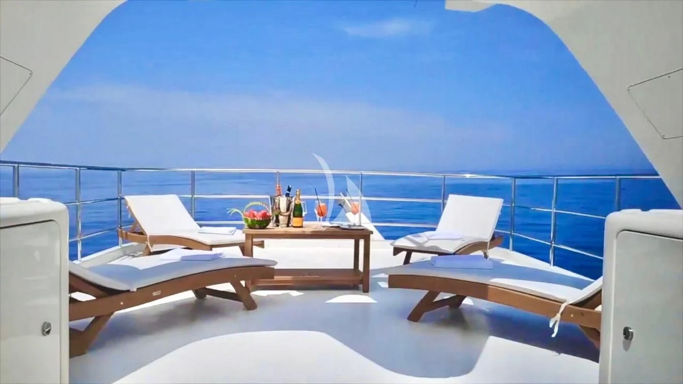 a room with a view of the ocean and the ocean aboard GALAKTIKA SKAY Yacht for Sale