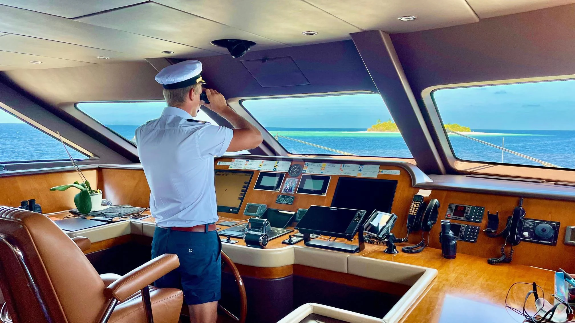 a person on a boat aboard GALAKTIKA SKAY Yacht for Sale