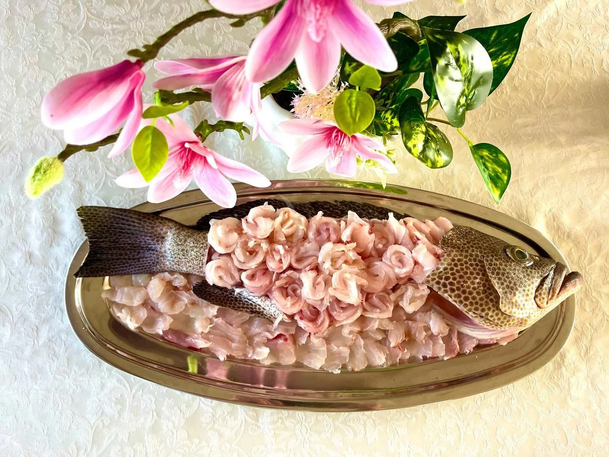 a plate of food aboard GALAKTIKA SKAY Yacht for Sale