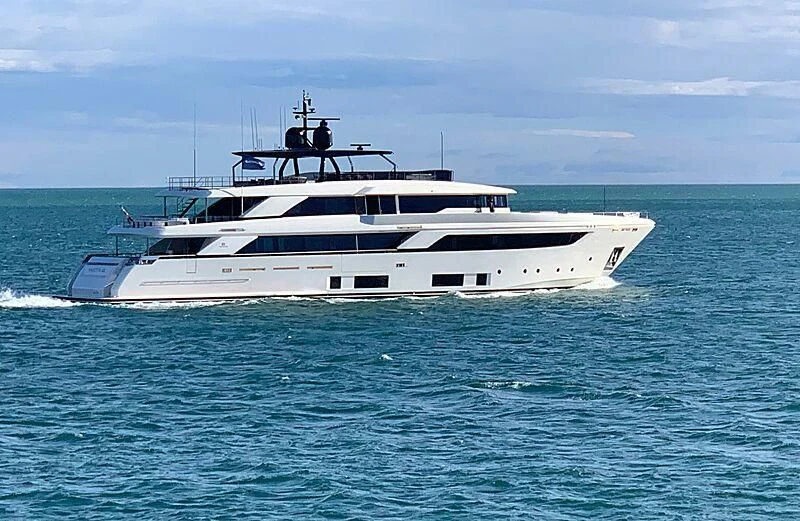 a white yacht in the water aboard APRIL Yacht for Sale