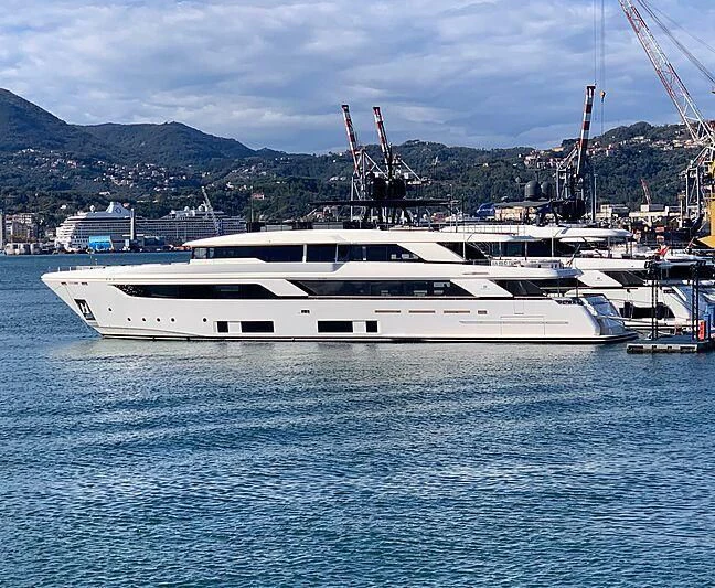 a white boat in the water aboard APRIL Yacht for Sale