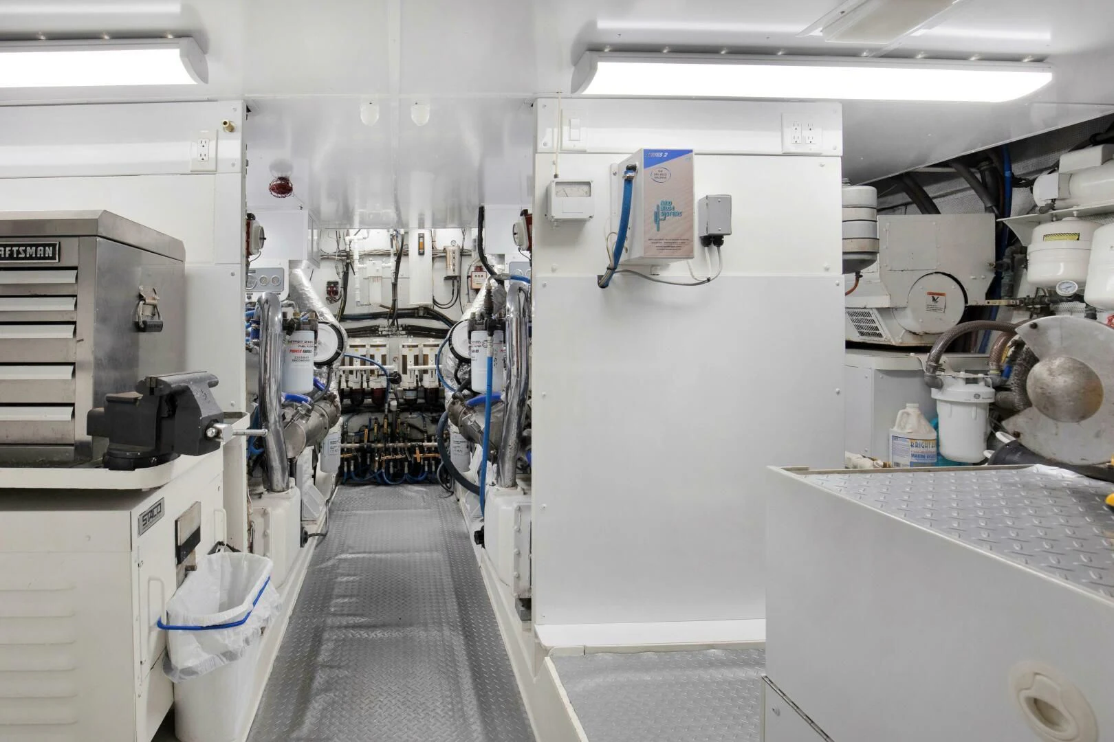 a room with machinery aboard LADY P Yacht for Sale
