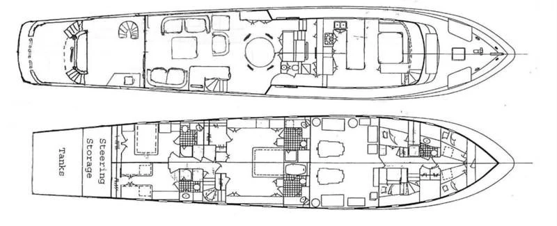 diagram, engineering drawing aboard LADY P Yacht for Sale