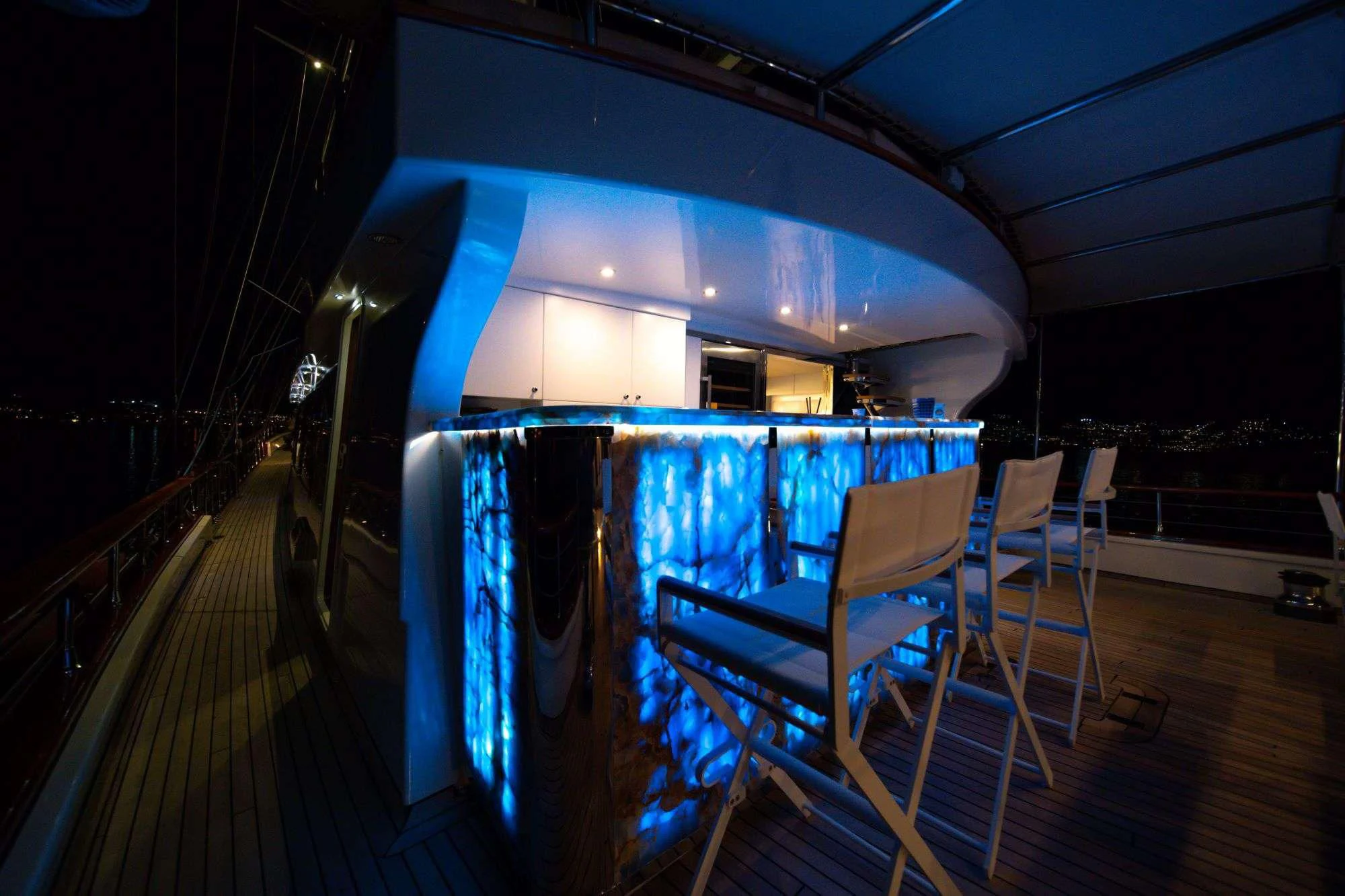 a room with chairs and a table aboard DOUBLE EAGLE Yacht for Sale