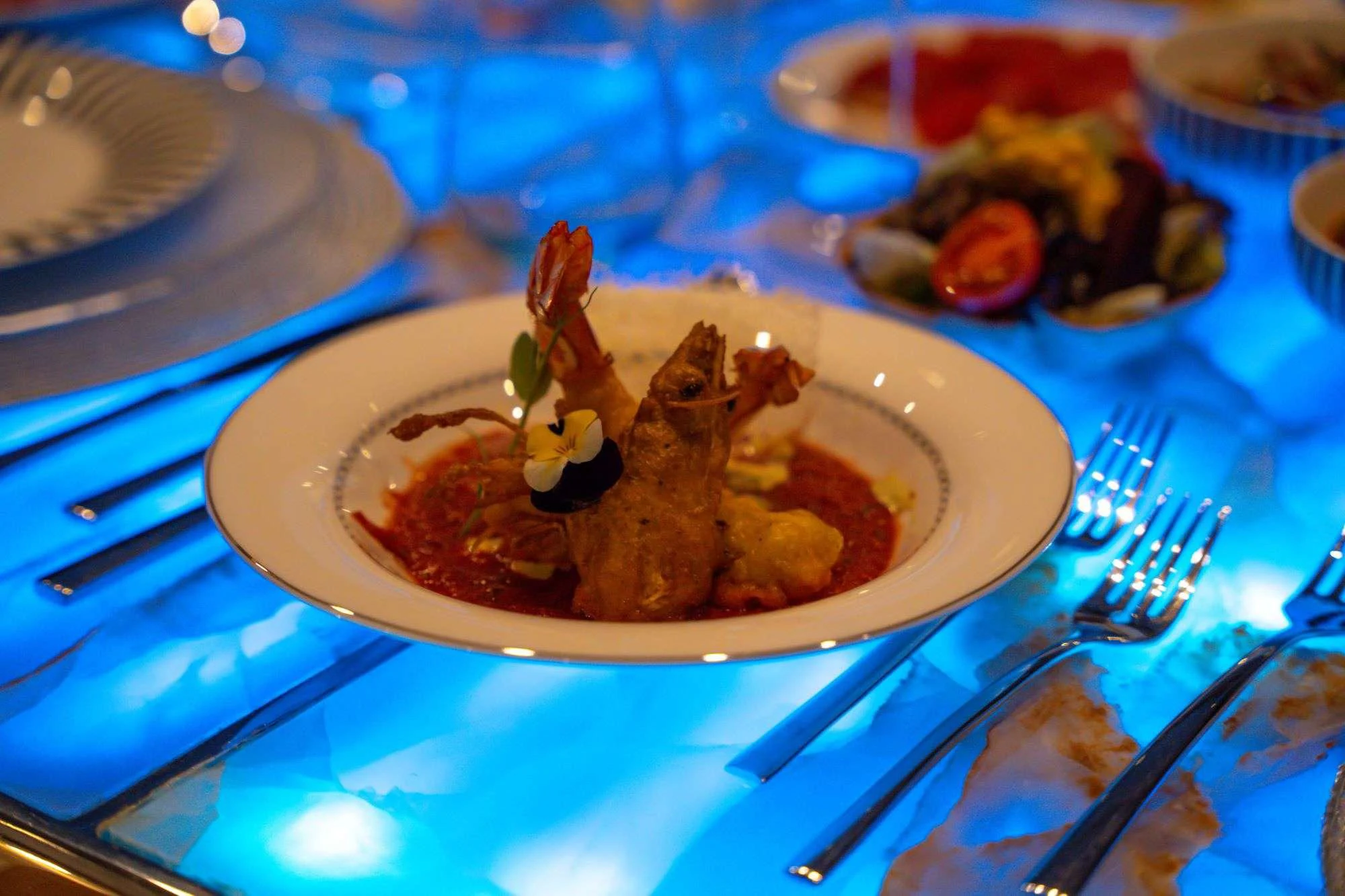 a plate of food aboard DOUBLE EAGLE Yacht for Sale