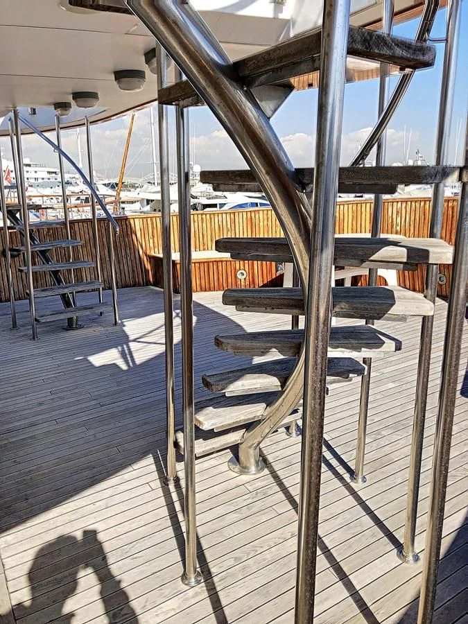 a large metal structure with metal bars aboard ELIKI Yacht for Sale