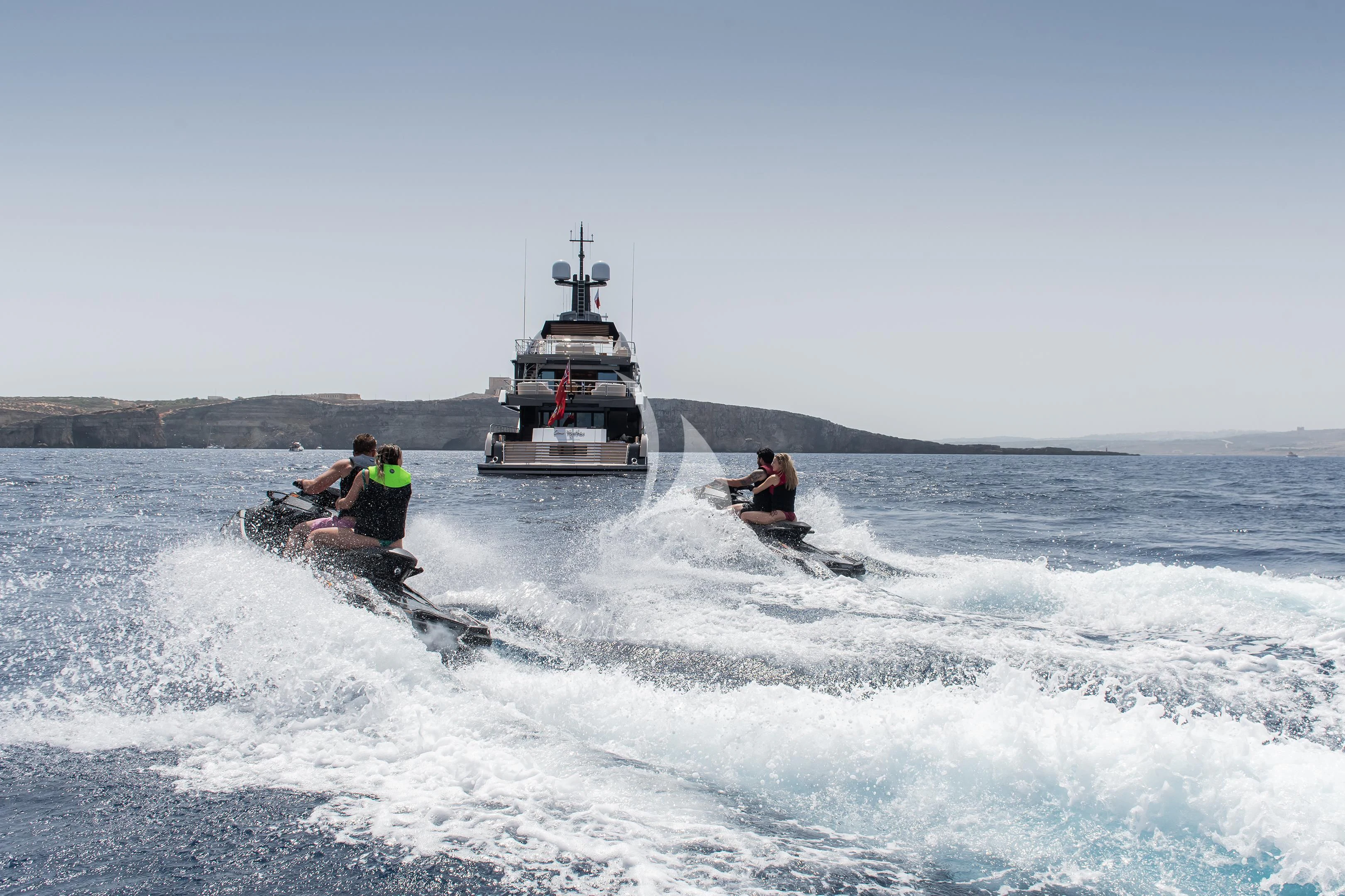 a boat and a boat in the water aboard COME TOGETHER Yacht for Charter