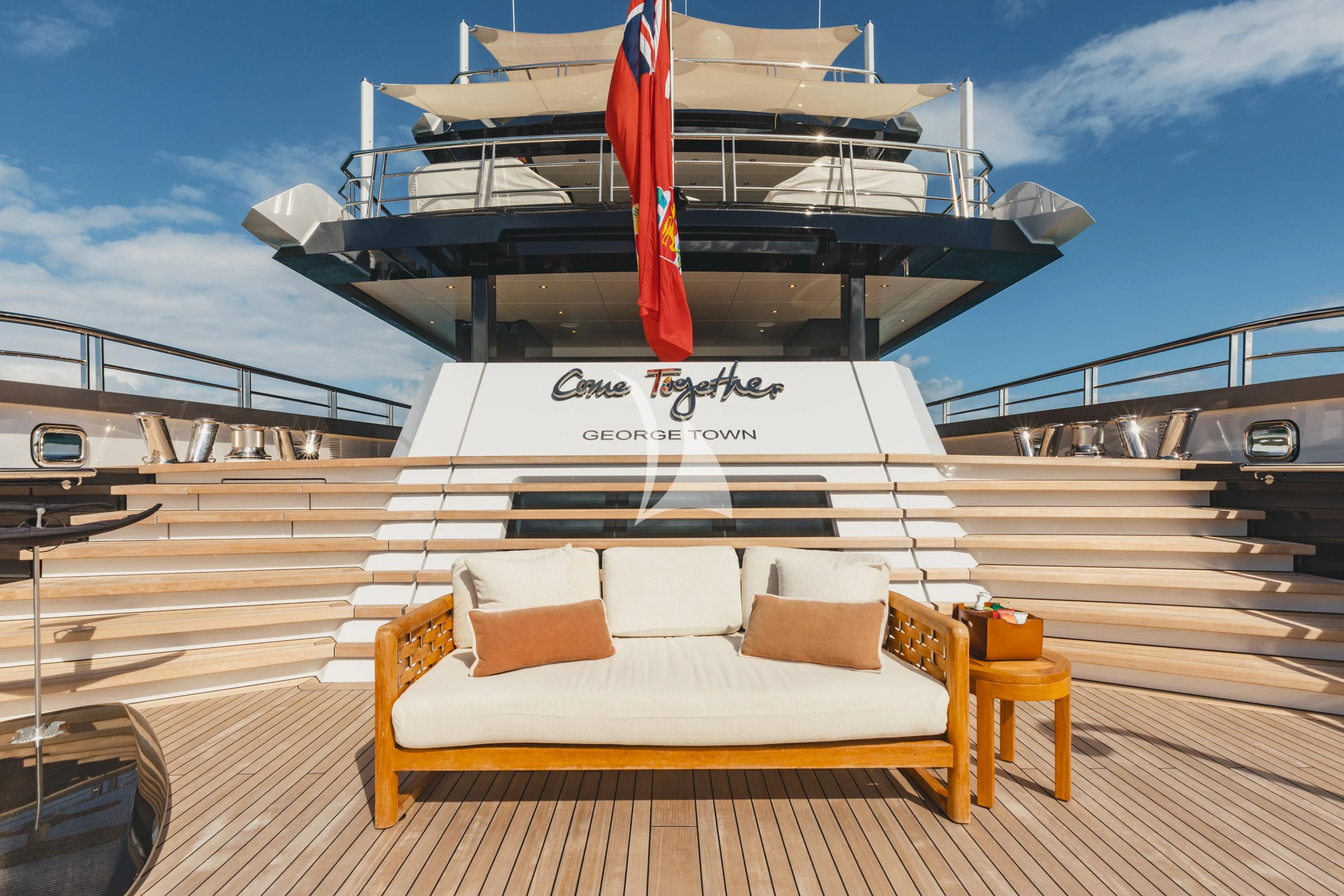 a boat on a deck aboard COME TOGETHER Yacht for Charter