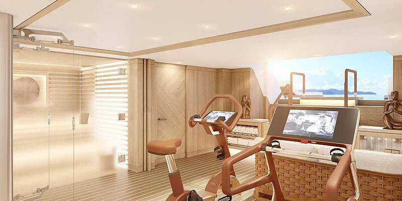 a room with a table and chairs aboard COME TOGETHER Yacht for Charter