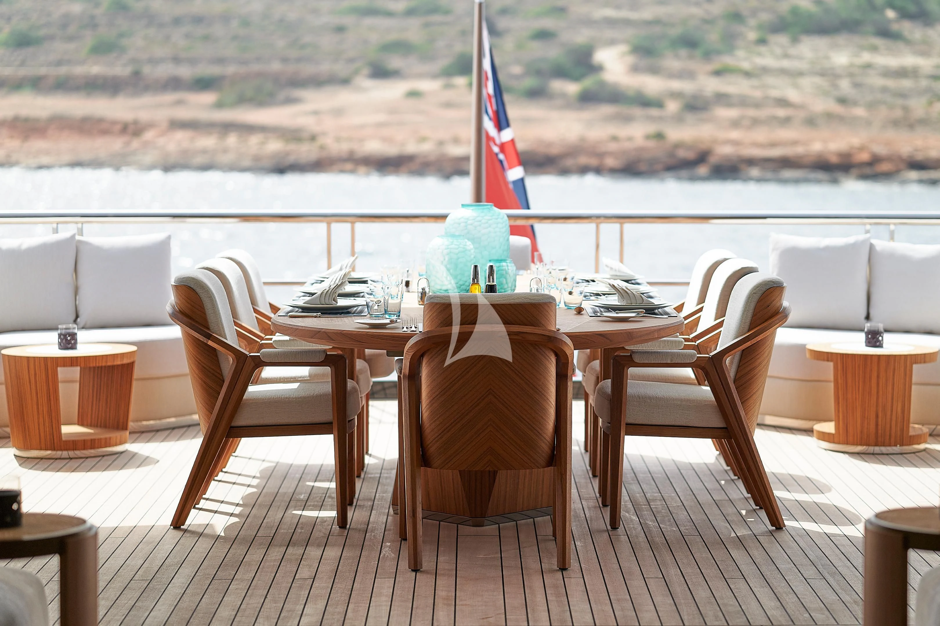 a table set for a meal aboard COME TOGETHER Yacht for Charter