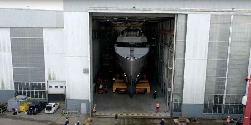 a large black structure with a hole in the middle aboard COME TOGETHER Yacht for Charter