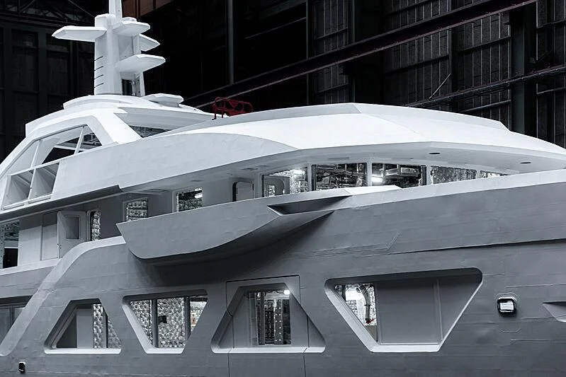 a building with a large roof aboard COME TOGETHER Yacht for Charter
