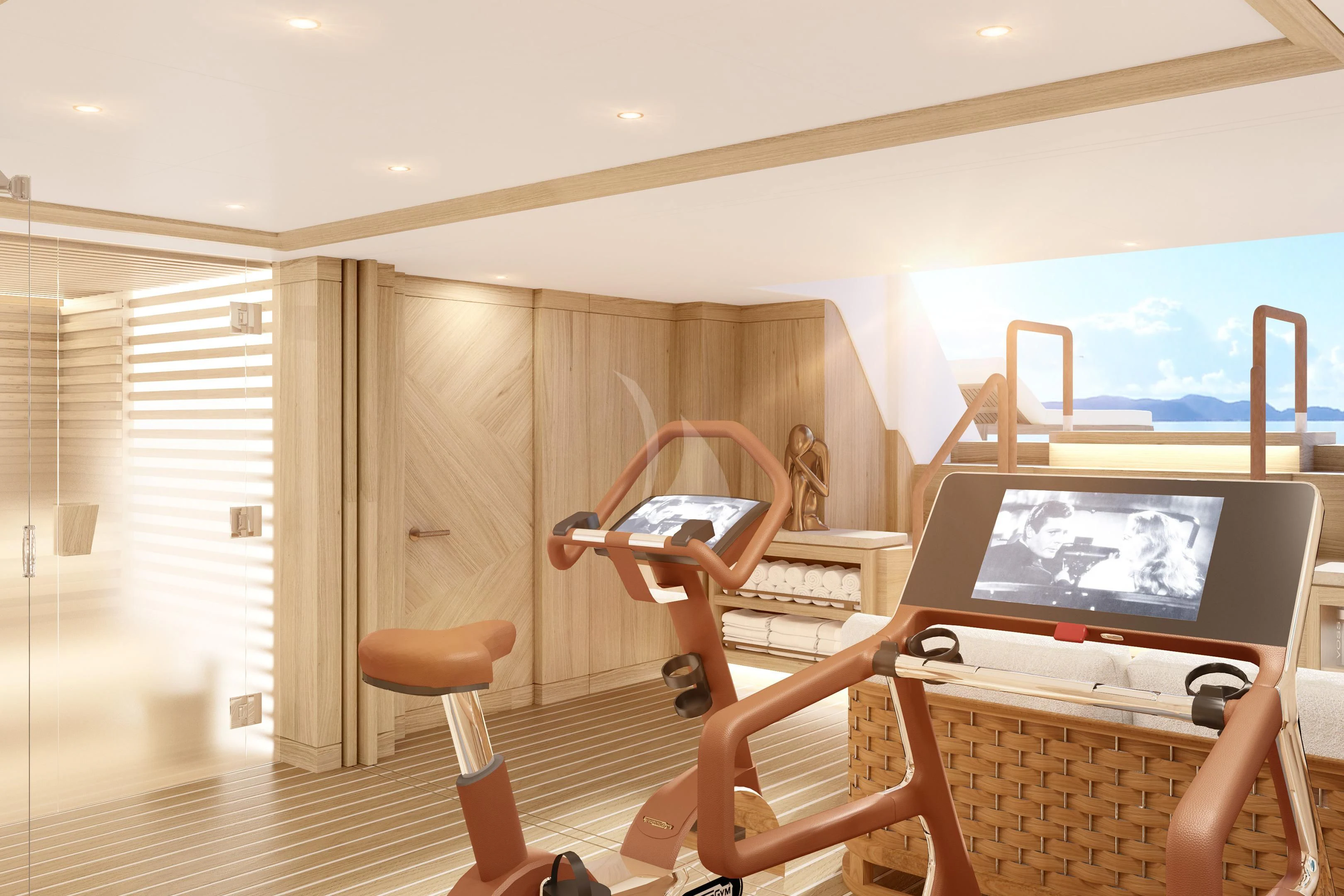 a person sitting in a chair aboard COME TOGETHER Yacht for Charter