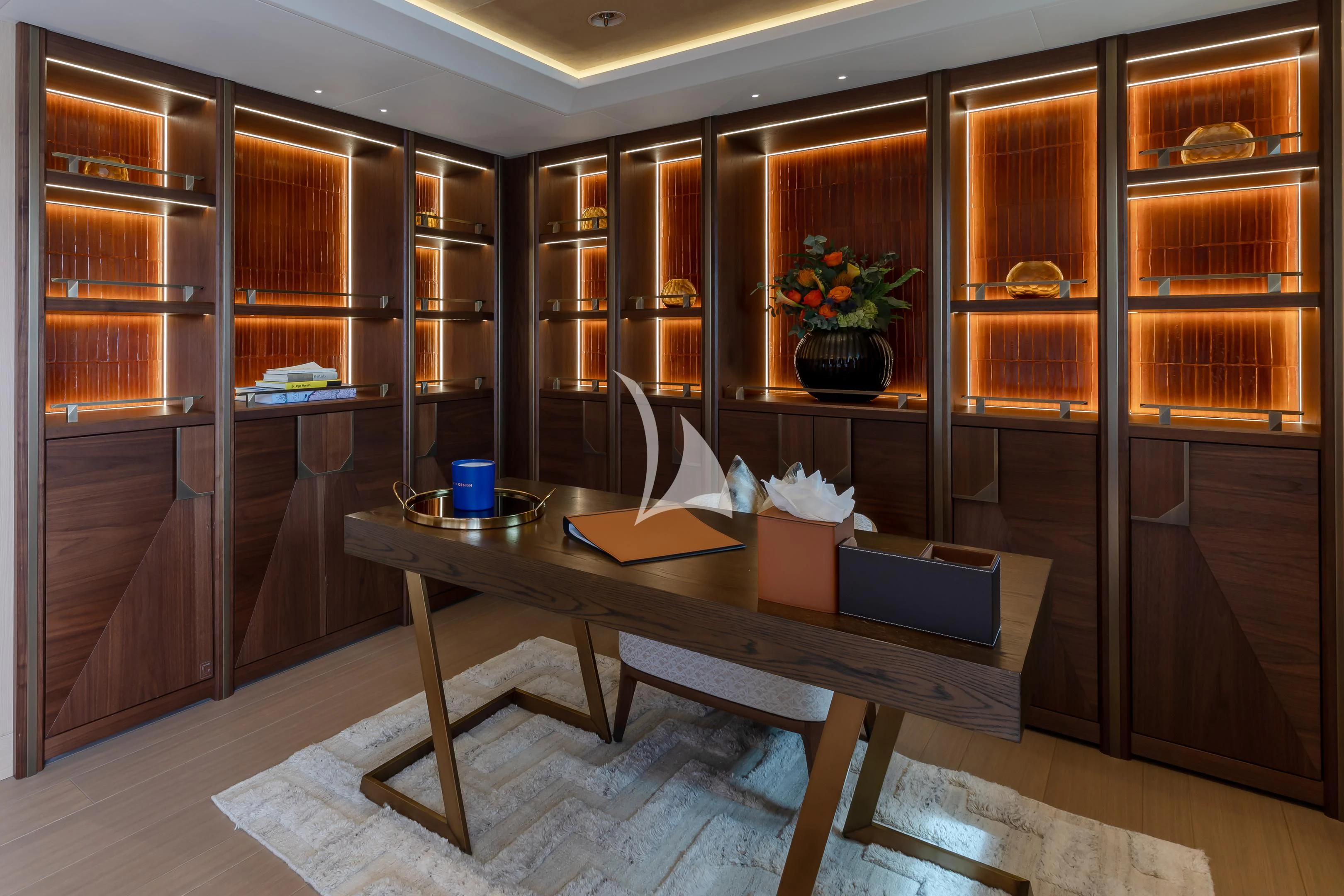 a table with a couple of cups on it aboard COME TOGETHER Yacht for Charter