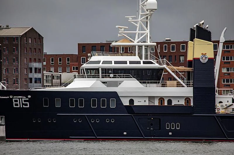 a large ship docked aboard SHERPA Yacht for Sale