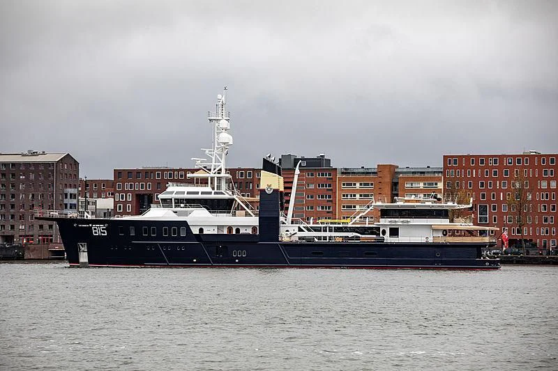 a large ship in the water aboard SHERPA Yacht for Sale