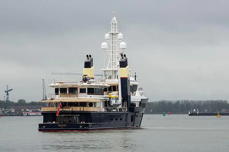 a large boat in the water aboard SHERPA Yacht for Sale