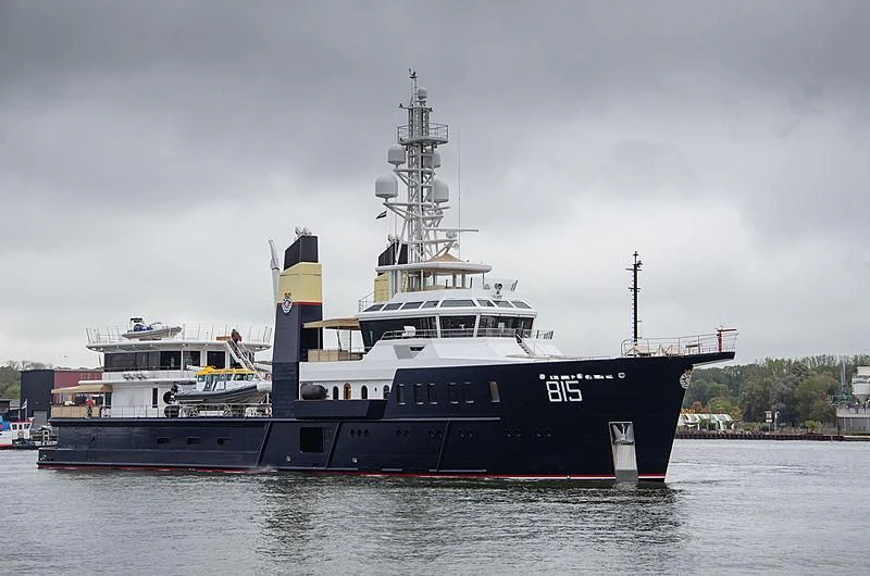 a large ship in the water aboard SHERPA Yacht for Sale