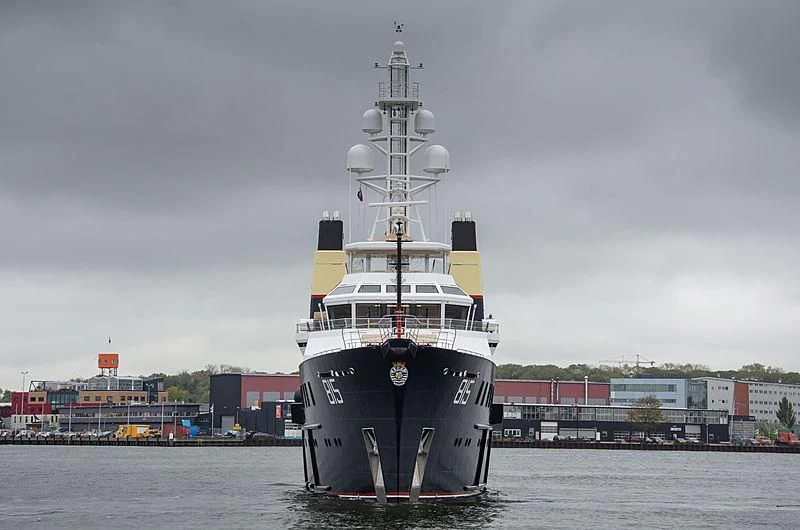 a large ship in the water aboard SHERPA Yacht for Sale