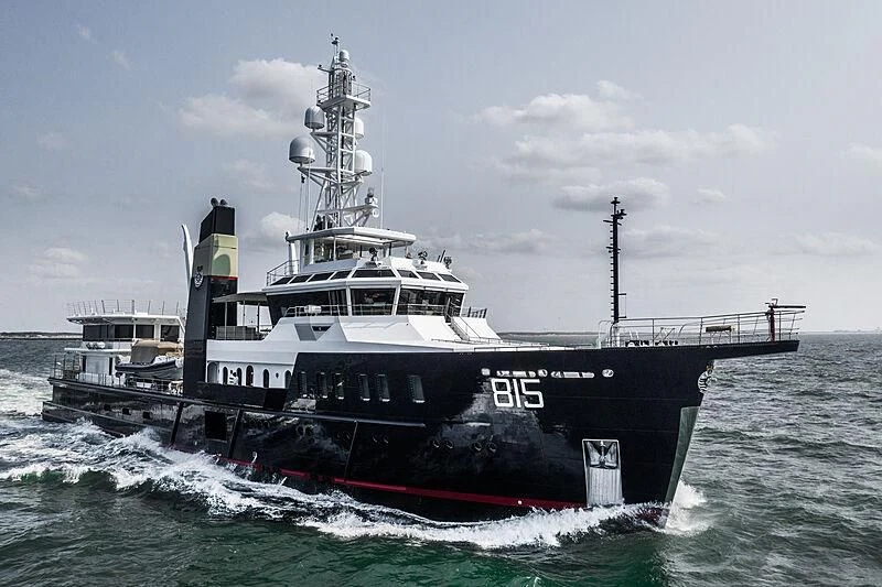 a large ship in the water aboard SHERPA Yacht for Sale