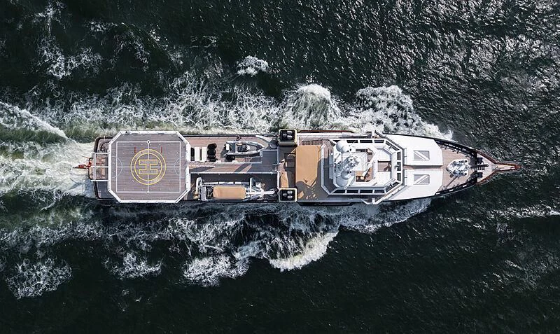 a ship in the water aboard SHERPA Yacht for Sale