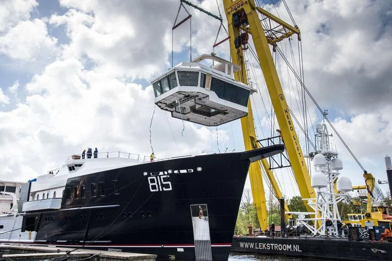 a boat on a dock aboard SHERPA Yacht for Sale