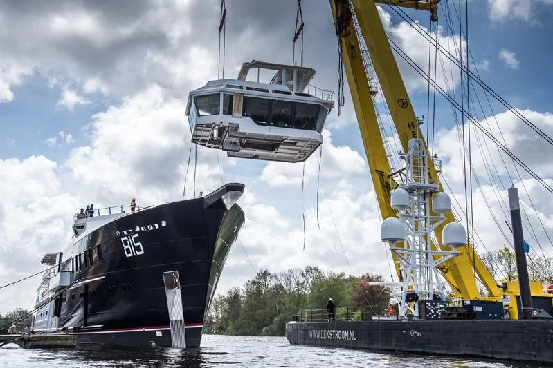 a boat on a dock aboard SHERPA Yacht for Sale