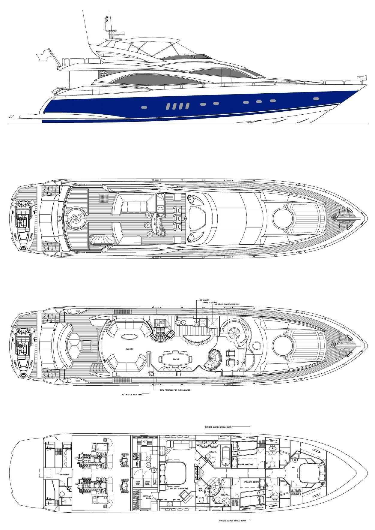 diagram, engineering drawing aboard EXCELERATE Z Yacht for Sale