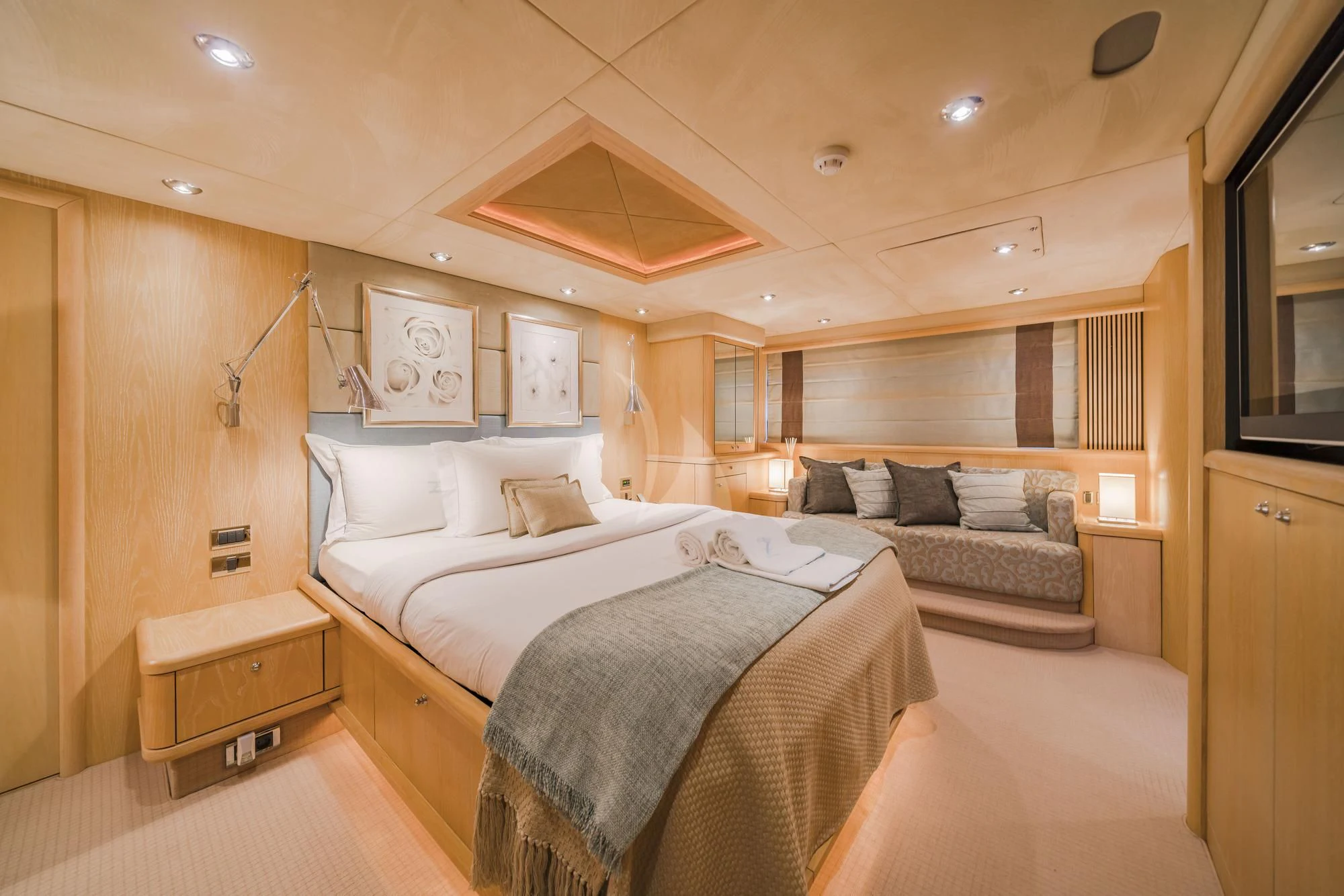 a room with two beds aboard EXCELERATE Z Yacht for Sale