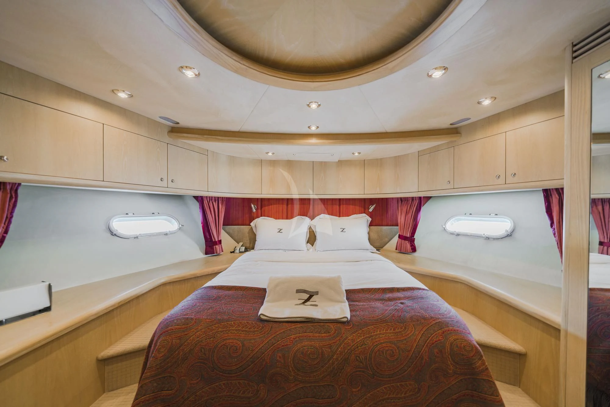 a bed in a room aboard EXCELERATE Z Yacht for Sale