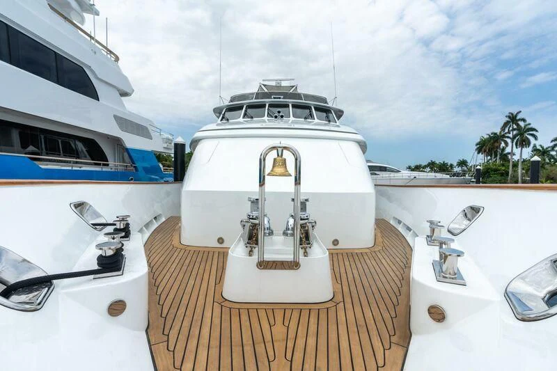 a boat on a deck aboard DRIVEN Yacht for Sale