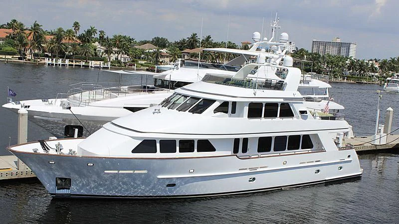 a large white boat aboard DRIVEN Yacht for Sale