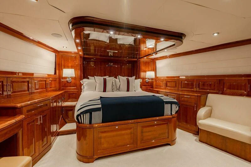 a bed in a cabin aboard DRIVEN Yacht for Sale