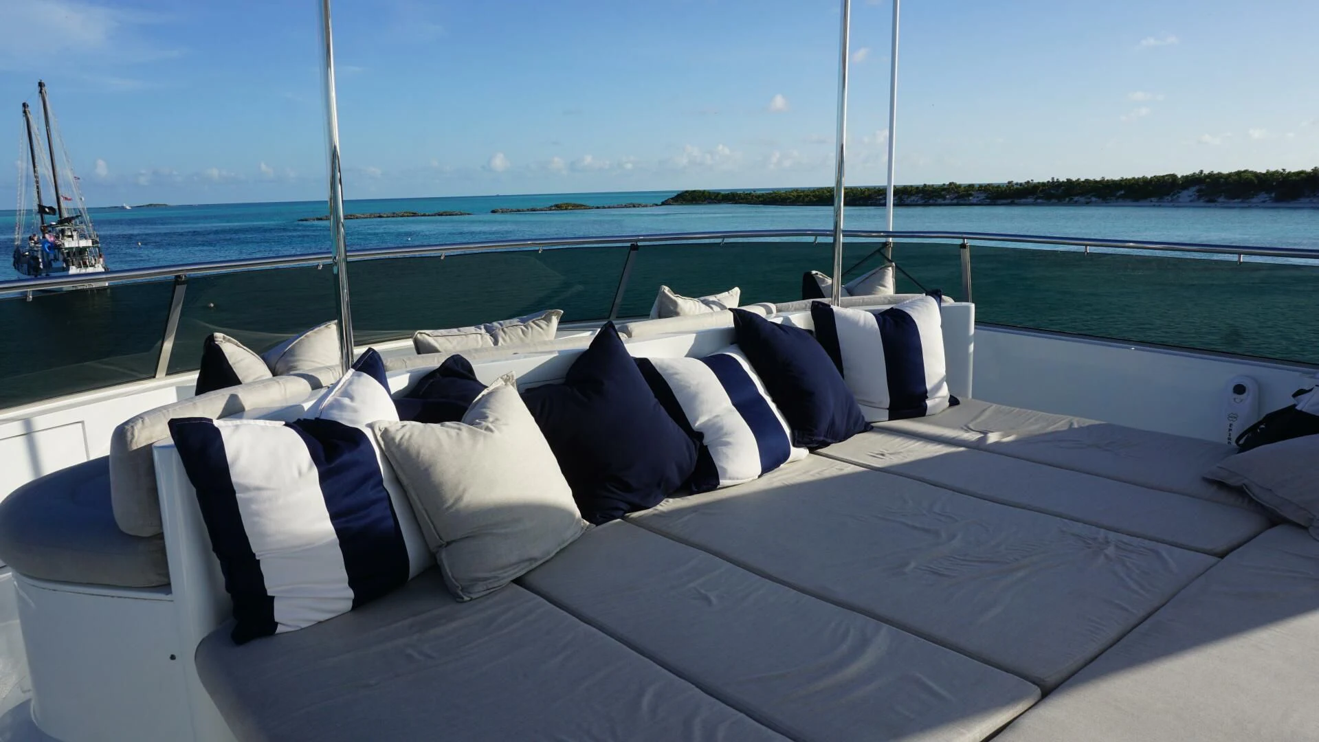 a bed on a boat aboard DRIVEN Yacht for Sale