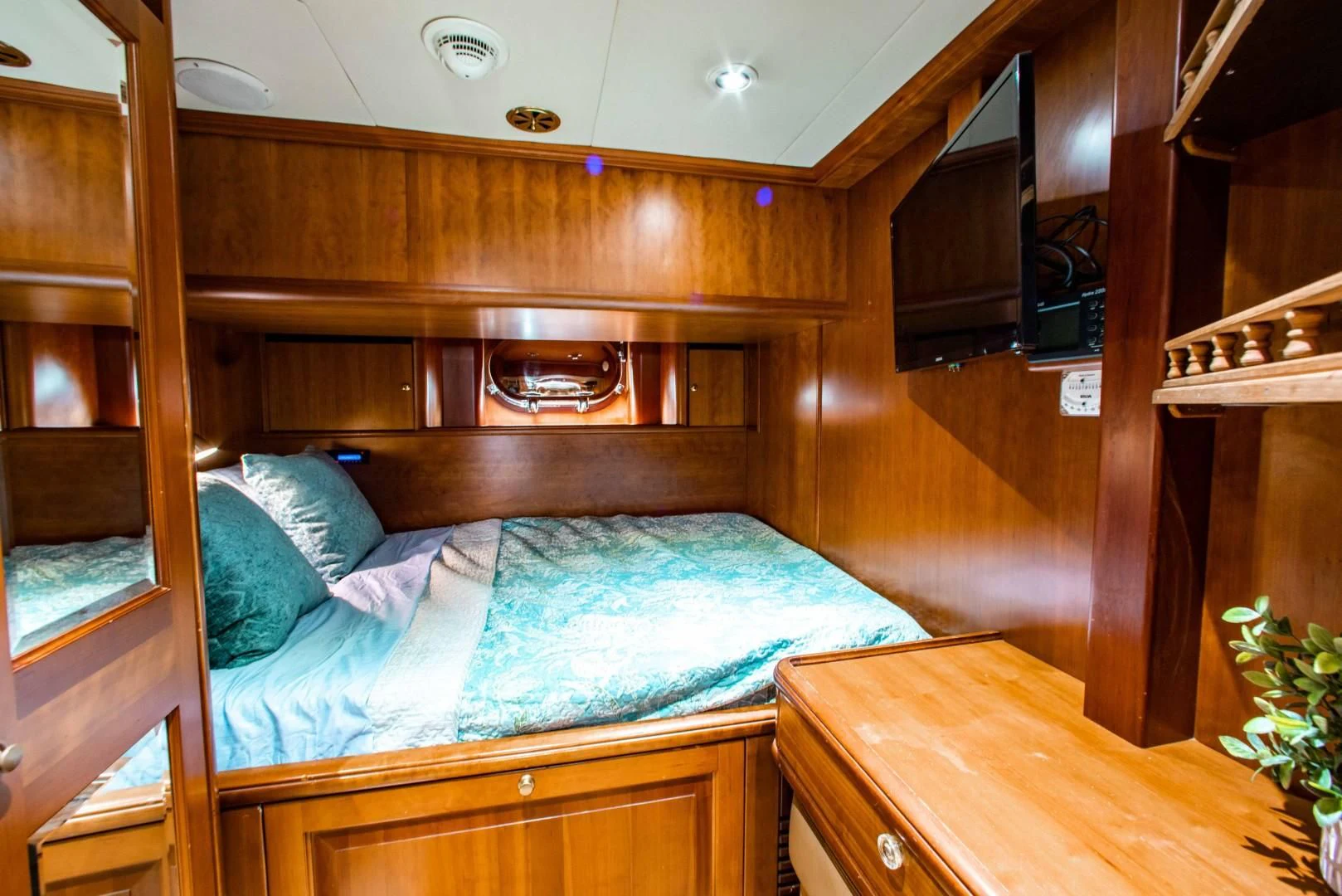 a bed in a cabin aboard DRIVEN Yacht for Sale