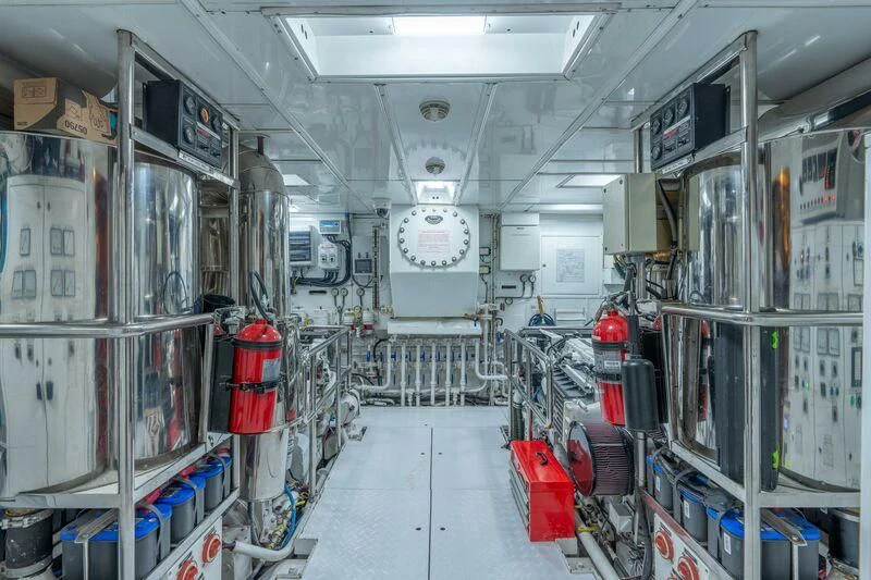 inside of a factory with equipment aboard DRIVEN Yacht for Sale