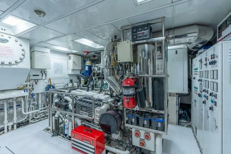 a room with machinery aboard DRIVEN Yacht for Sale