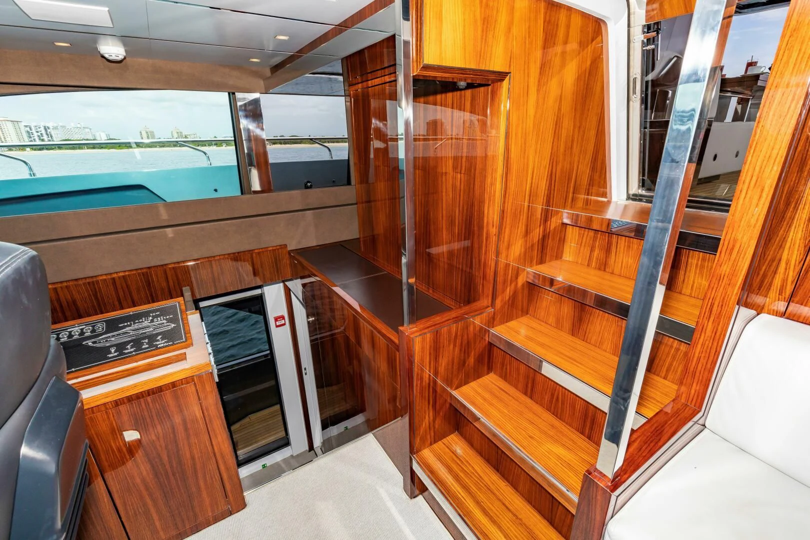 a room with wooden cabinets aboard NO SURRENDER Yacht for Sale