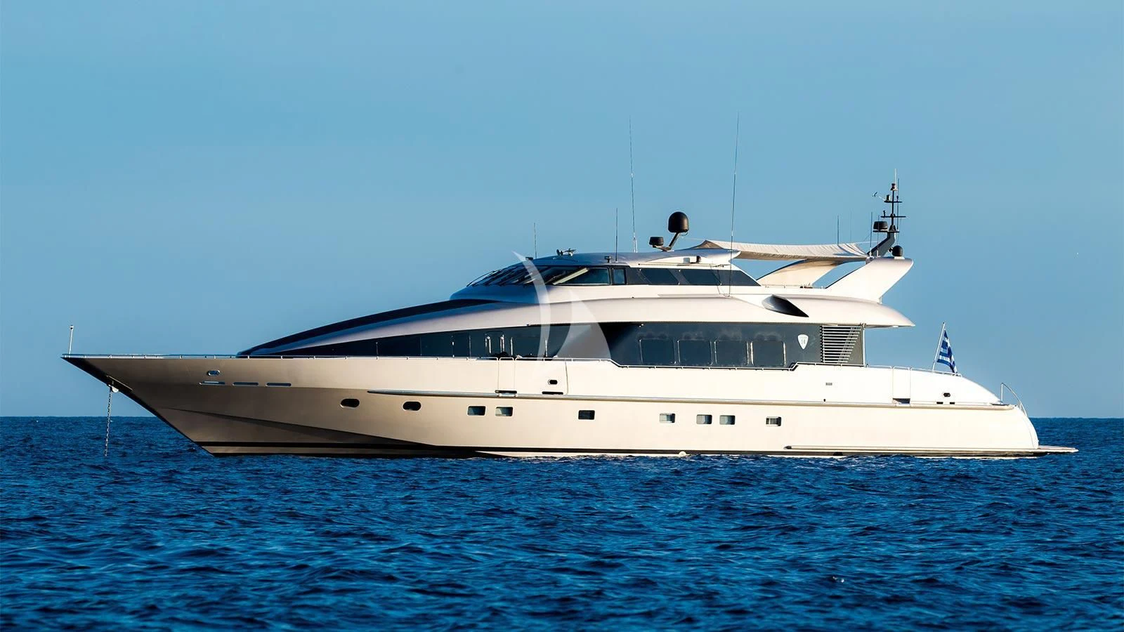 a white yacht in the water aboard PANDION Yacht for Charter